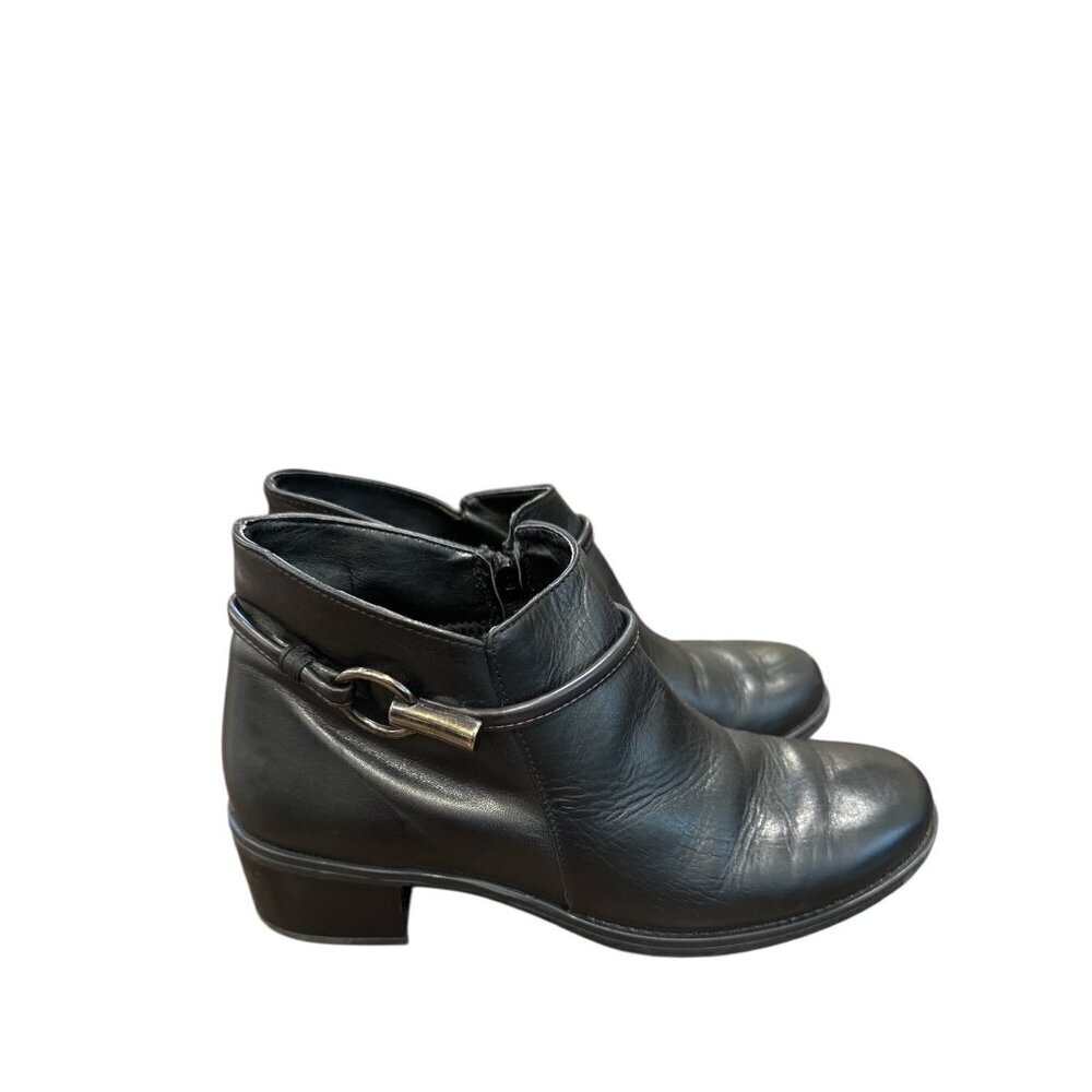 David Tate Miller Ankle Booties Black Calf Skin Size 9M   Pre-Owned, Good Cond
